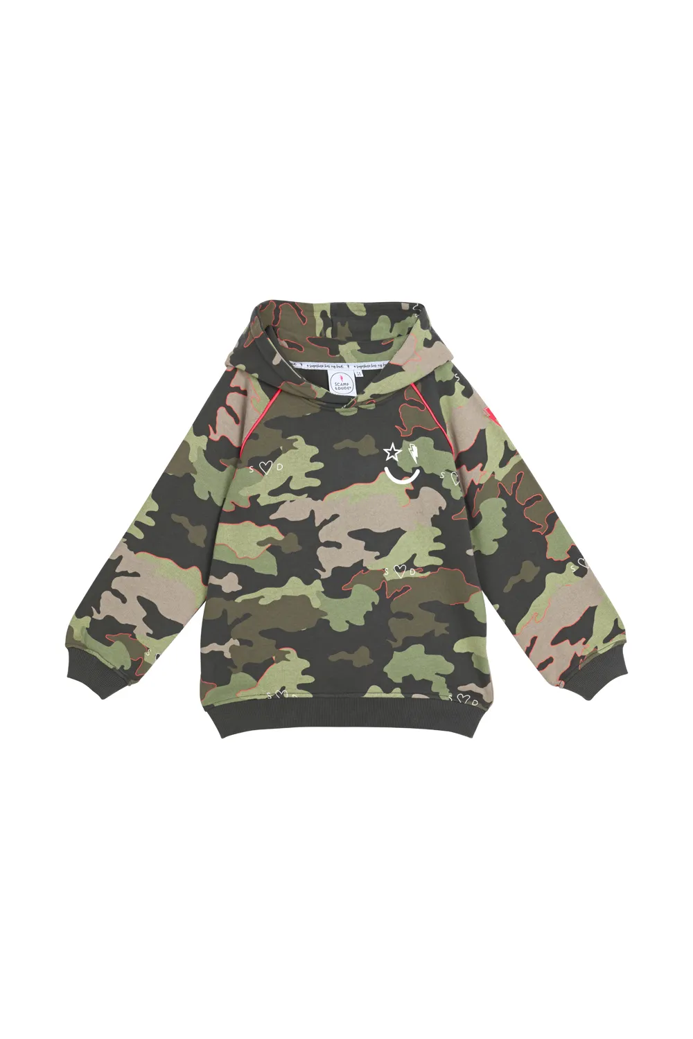 Kids Khaki Camo Print with Smiley Face Hoodie