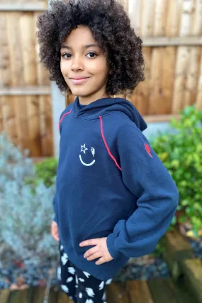 Kids Navy Smiley Face Logo Hoodie