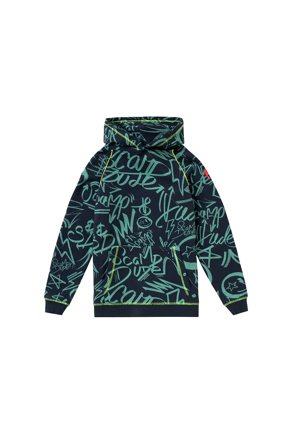 Kids Navy with Khaki Graffiti Oversized Hoodie