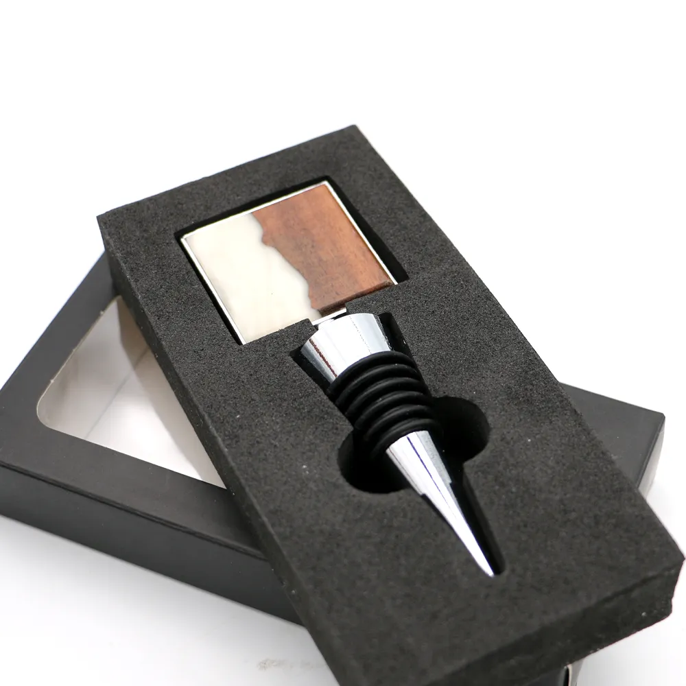 Koa Wood and Resin Square Bottle Stopper - White