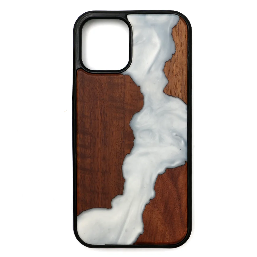 Koa Wood and White Resin Phone Case