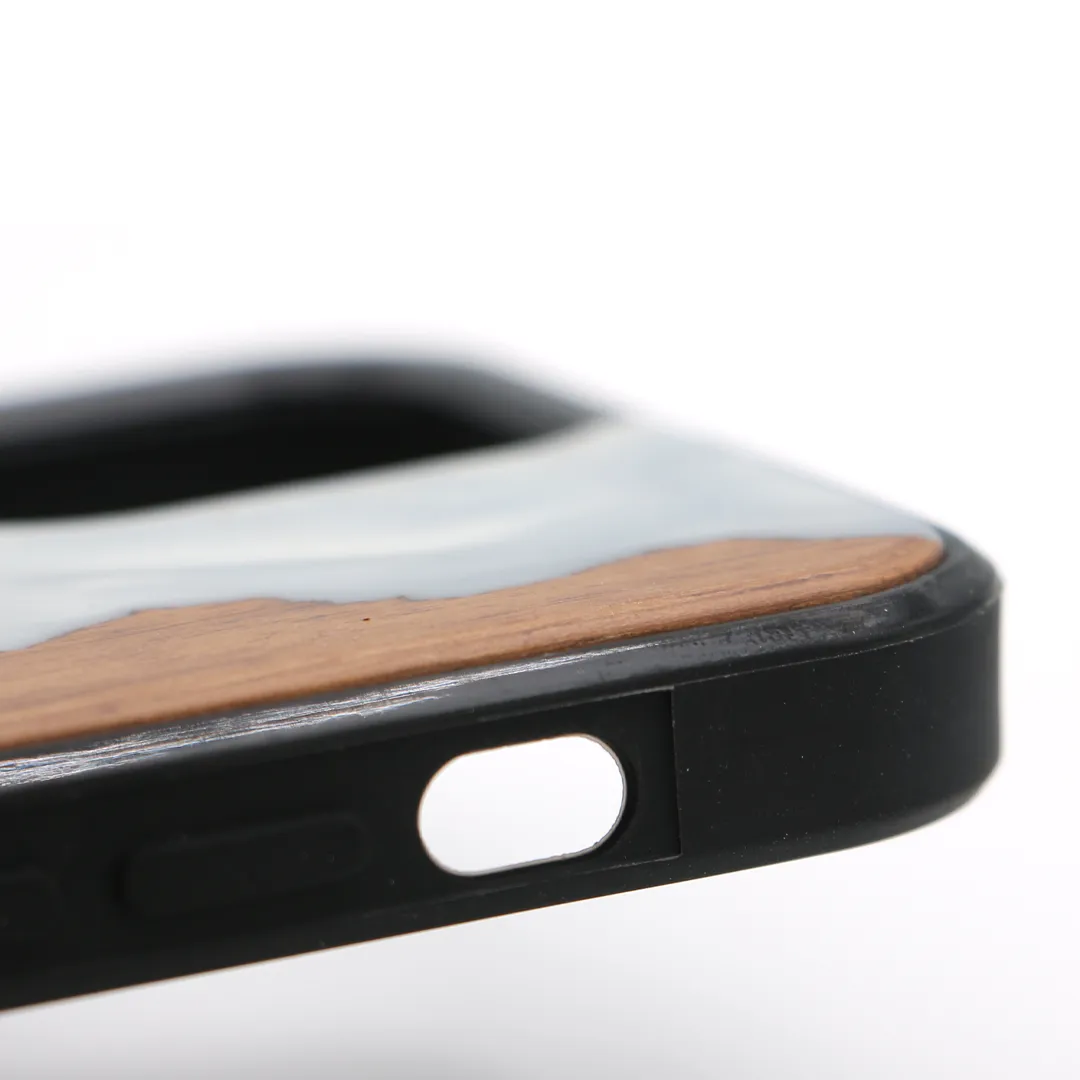 Koa Wood and White Resin Phone Case