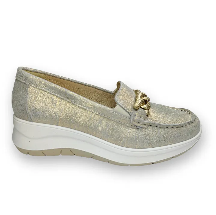 Ladies IGI & Co Slip On Shoes Gold Argento Buckle 5653444