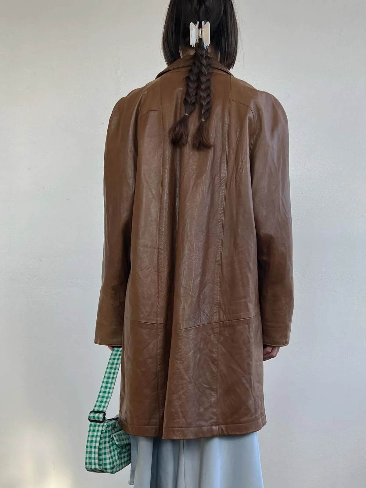 Leather Swing Coat - Walnut