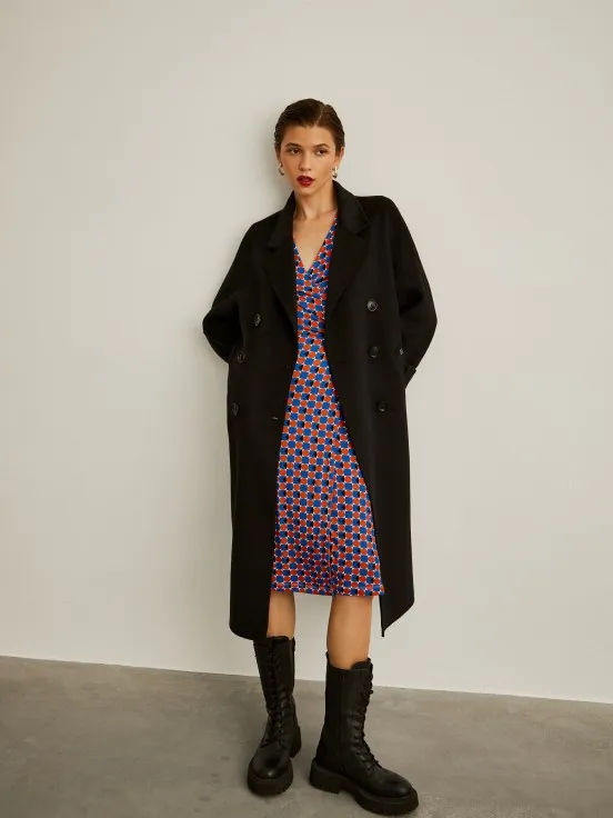 Long coat with belt