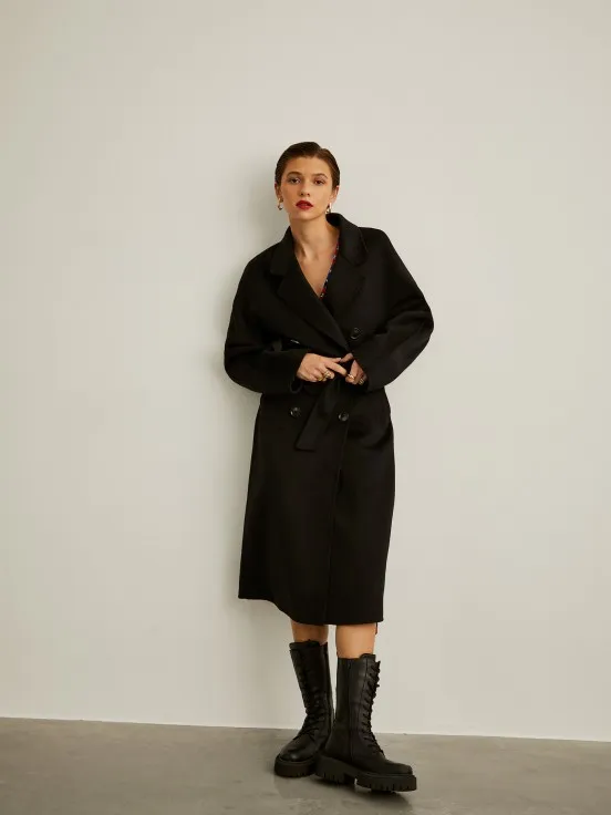 Long coat with belt