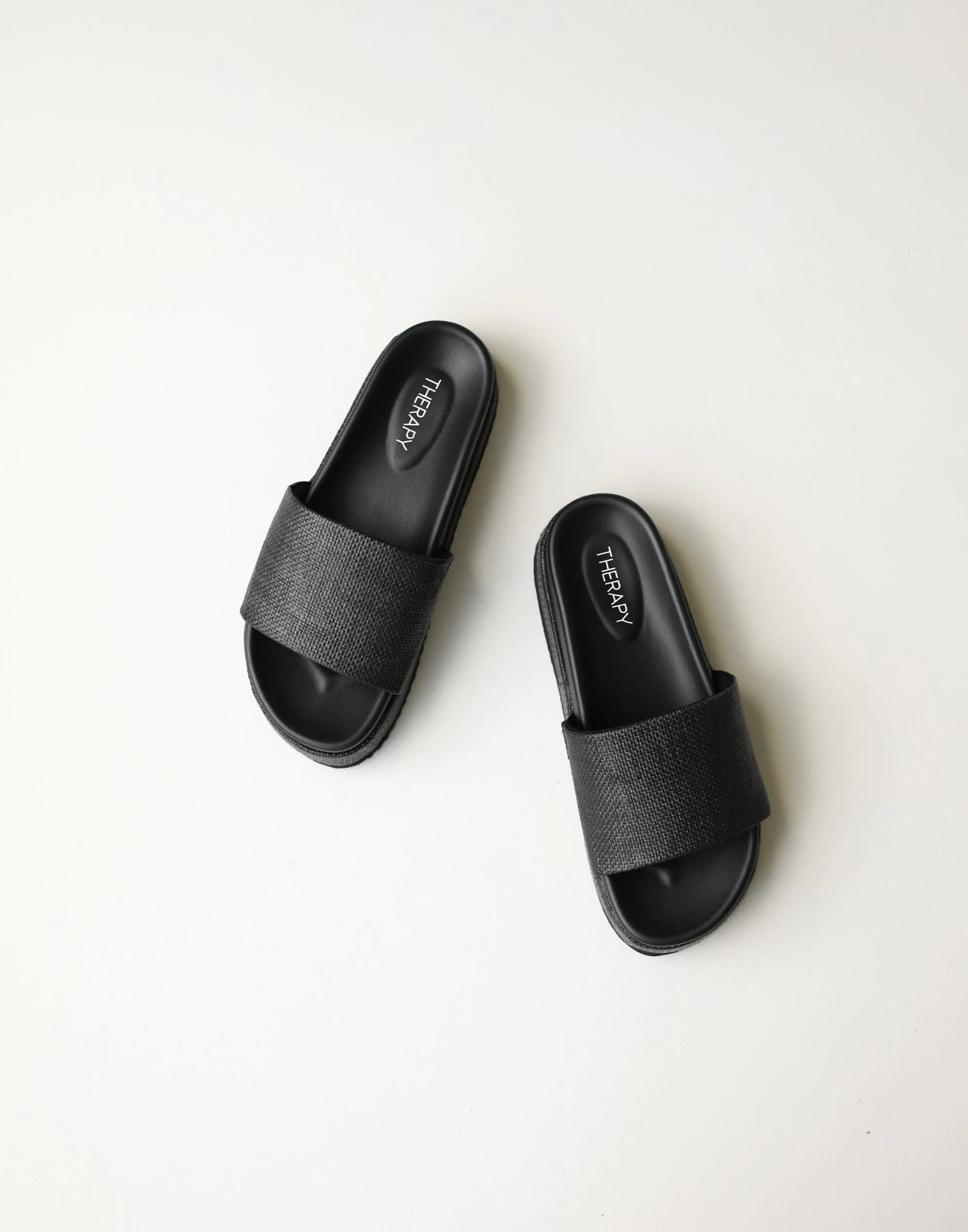 Mallorca Sandals (Black Raffia) - By Therapy