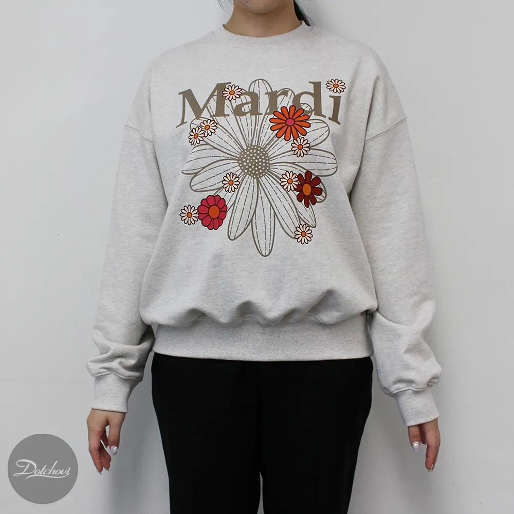 Mardi Mercredi  |Crew Neck Flower Patterns Street Style U-Neck Long Sleeves