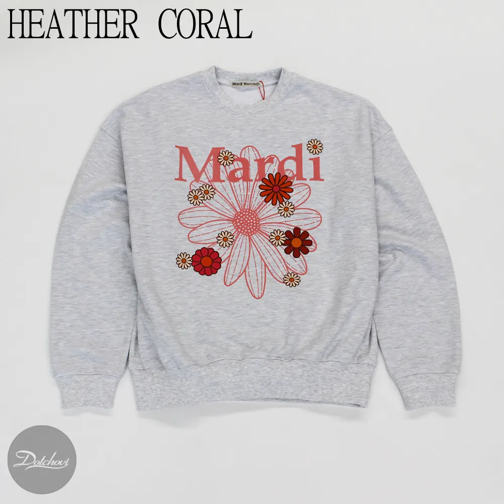 Mardi Mercredi  |Crew Neck Flower Patterns Street Style U-Neck Long Sleeves