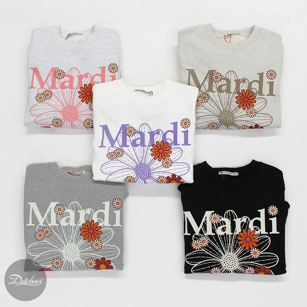 Mardi Mercredi  |Crew Neck Flower Patterns Street Style U-Neck Long Sleeves