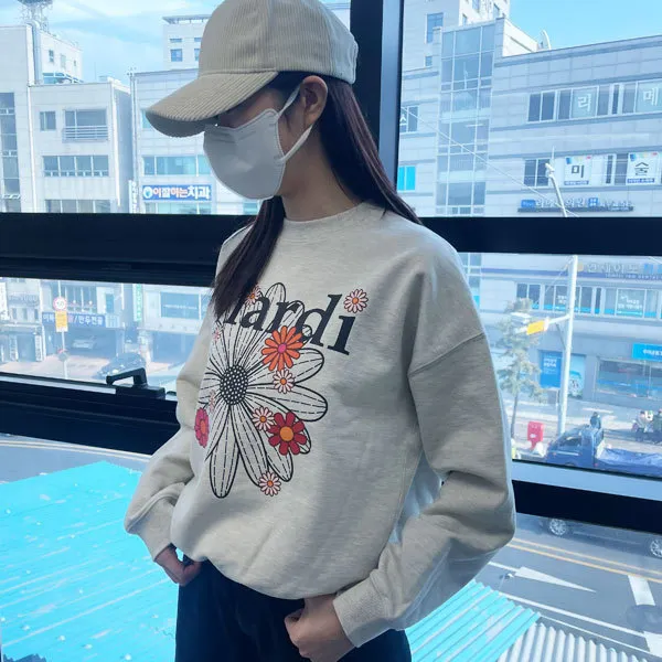 Mardi Mercredi  |Crew Neck Flower Patterns Street Style U-Neck Long Sleeves