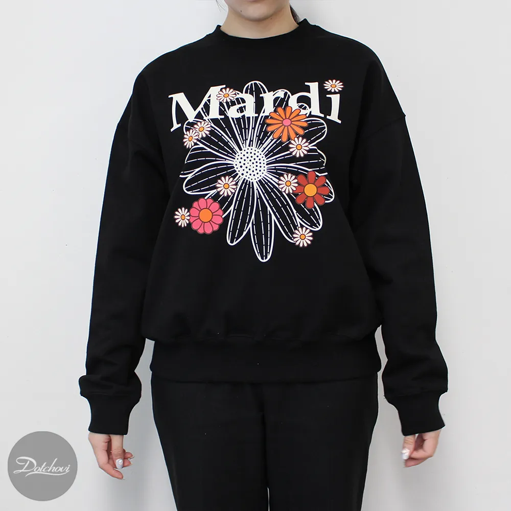 Mardi Mercredi  |Crew Neck Flower Patterns Street Style U-Neck Long Sleeves