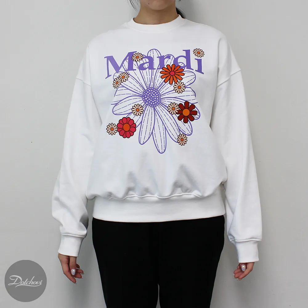 Mardi Mercredi  |Crew Neck Flower Patterns Street Style U-Neck Long Sleeves