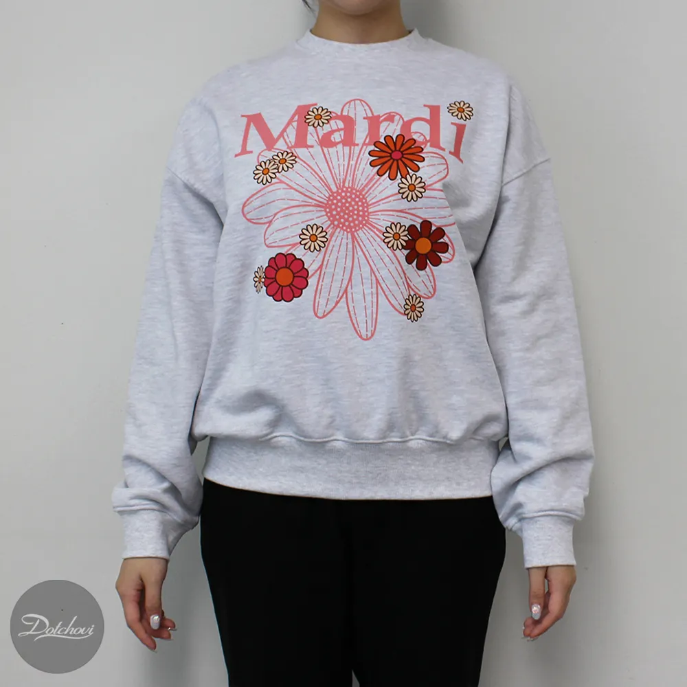 Mardi Mercredi  |Crew Neck Flower Patterns Street Style U-Neck Long Sleeves