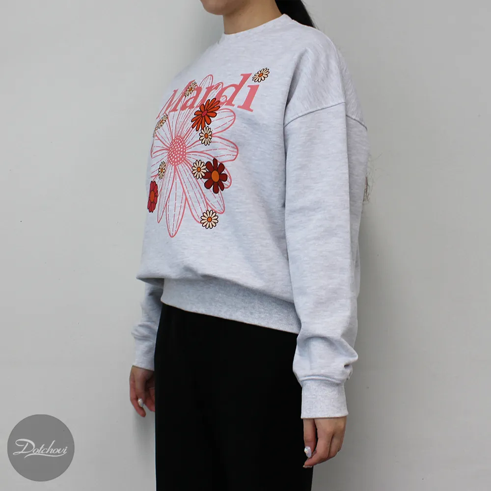 Mardi Mercredi  |Crew Neck Flower Patterns Street Style U-Neck Long Sleeves