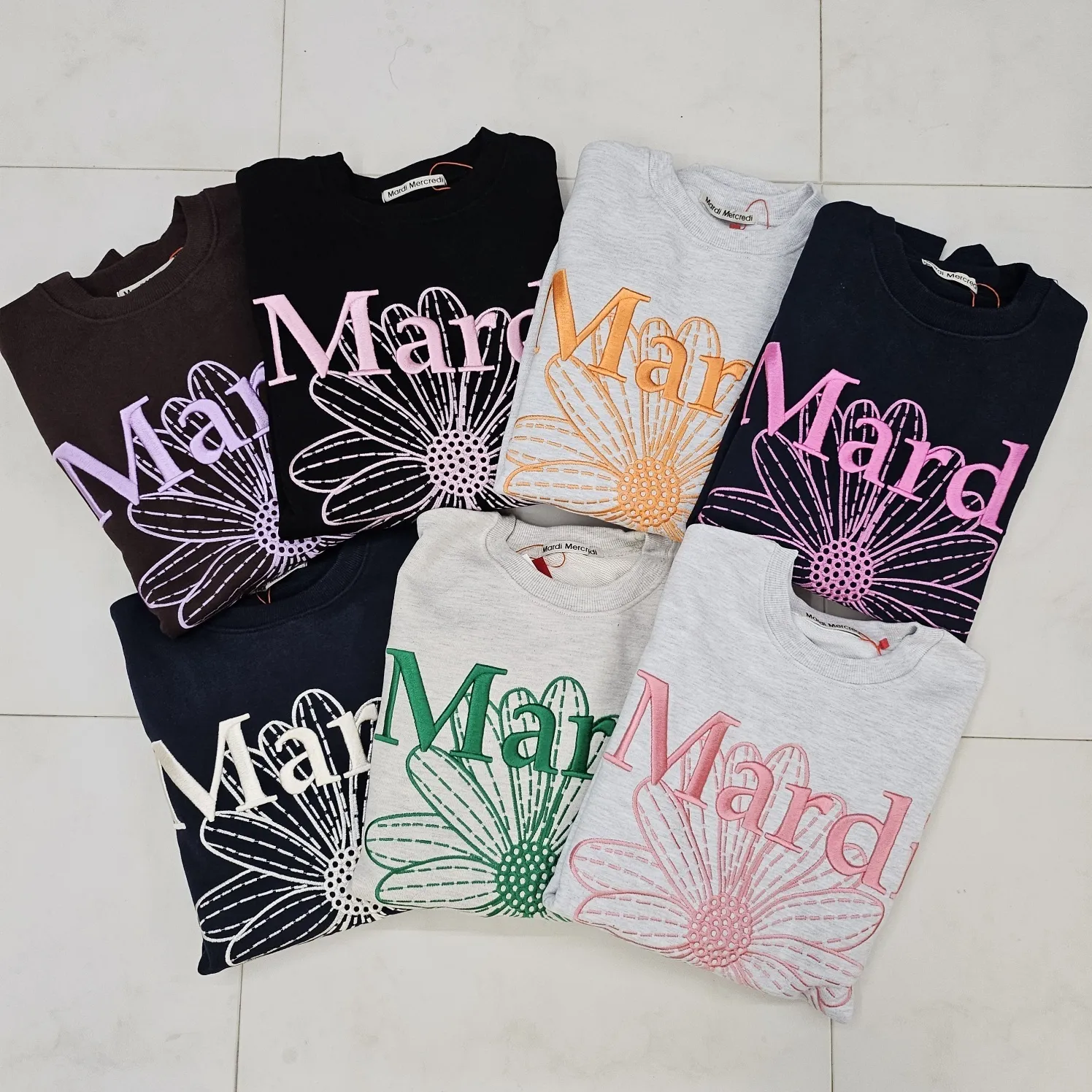 Mardi Mercredi  |Flower Patterns Unisex Street Style U-Neck Long Sleeves