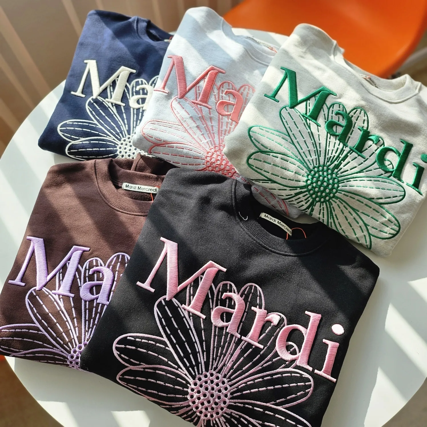 Mardi Mercredi  |Flower Patterns Unisex Street Style U-Neck Long Sleeves