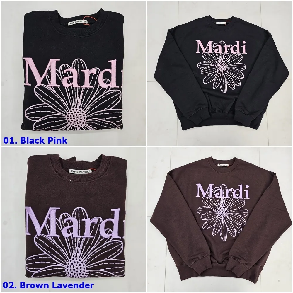 Mardi Mercredi  |Flower Patterns Unisex Street Style U-Neck Long Sleeves