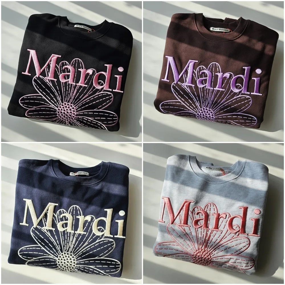 Mardi Mercredi  |Flower Patterns Unisex Street Style U-Neck Long Sleeves