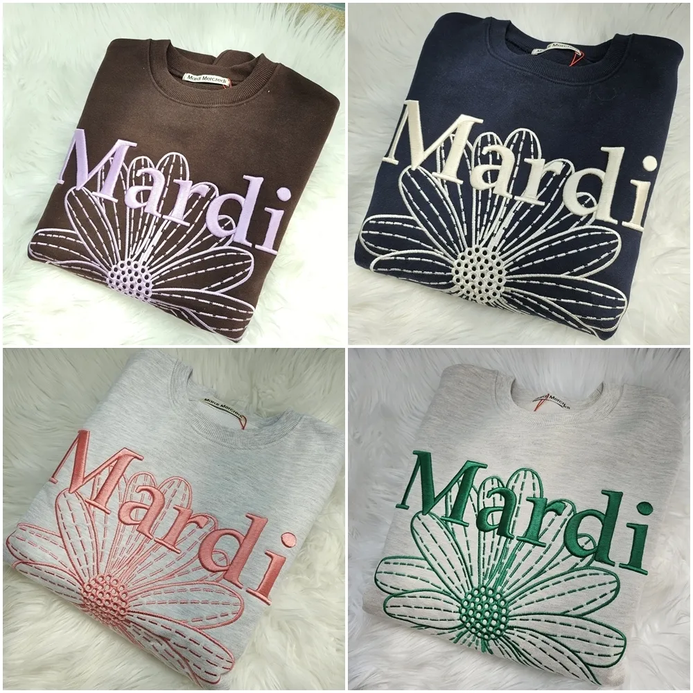 Mardi Mercredi  |Flower Patterns Unisex Street Style U-Neck Long Sleeves