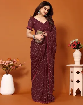 Maroon Printed Saree