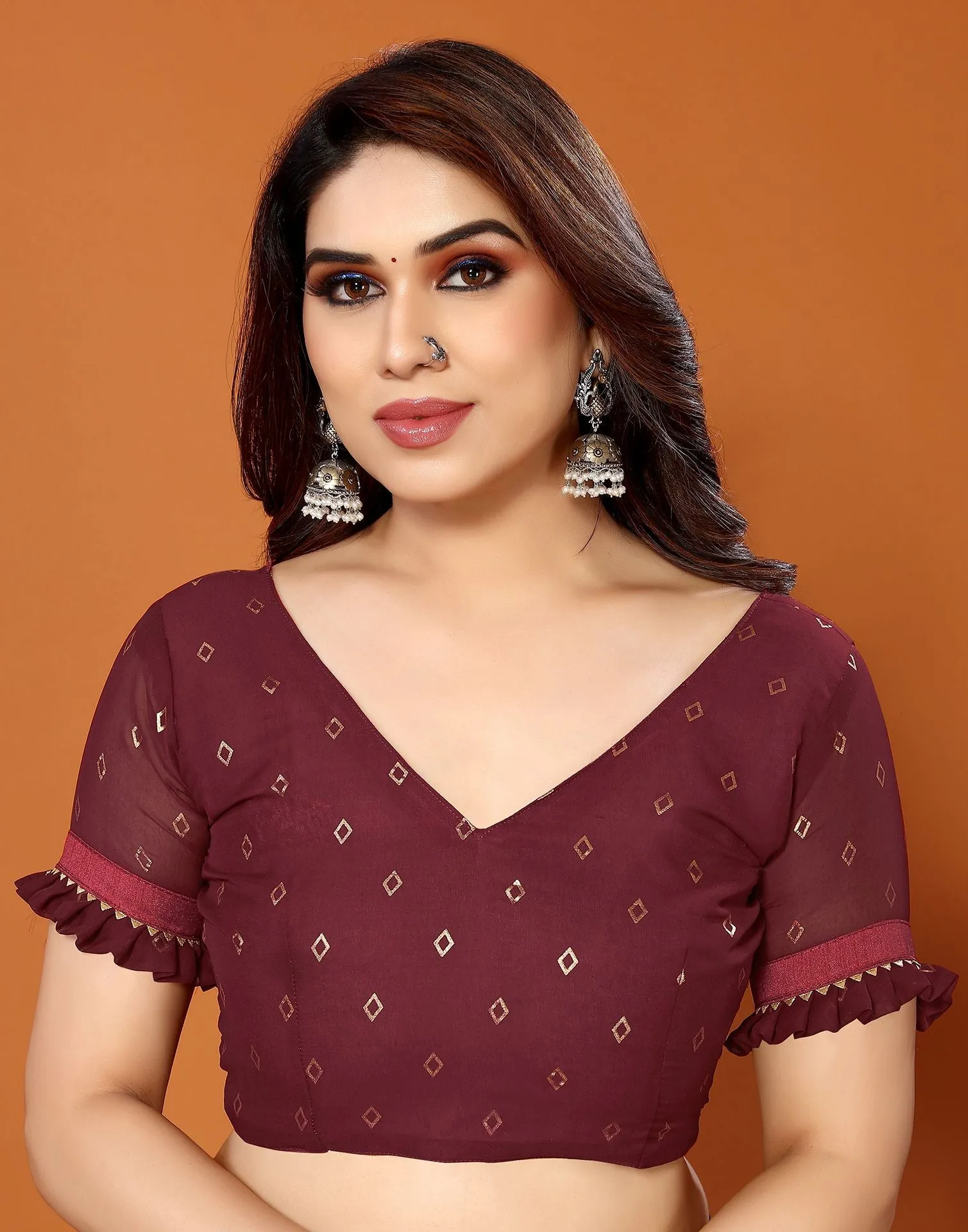 Maroon Printed Saree