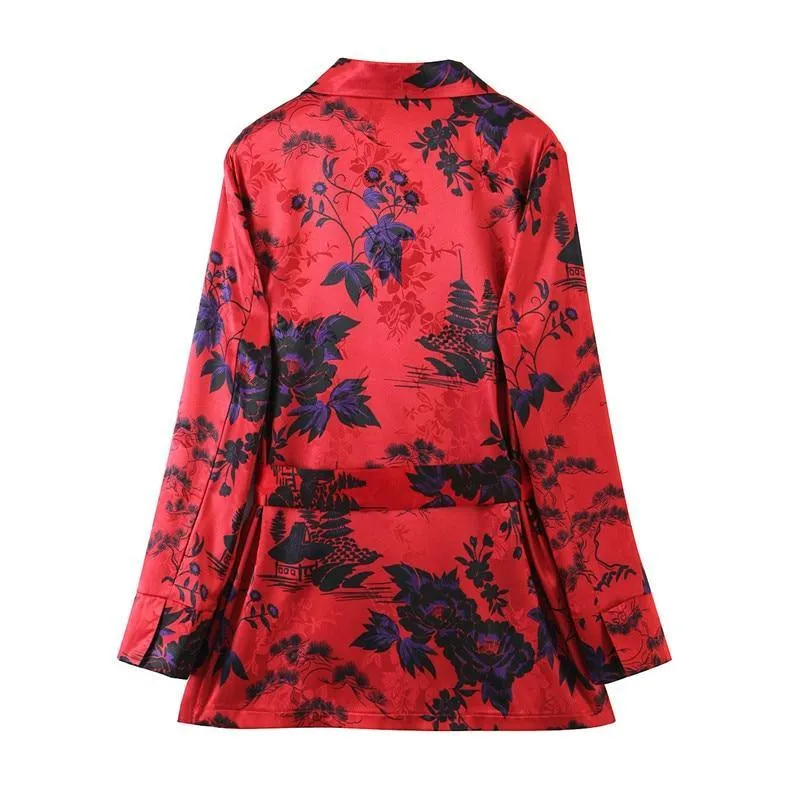 Maya Red Floral Blazer For Women