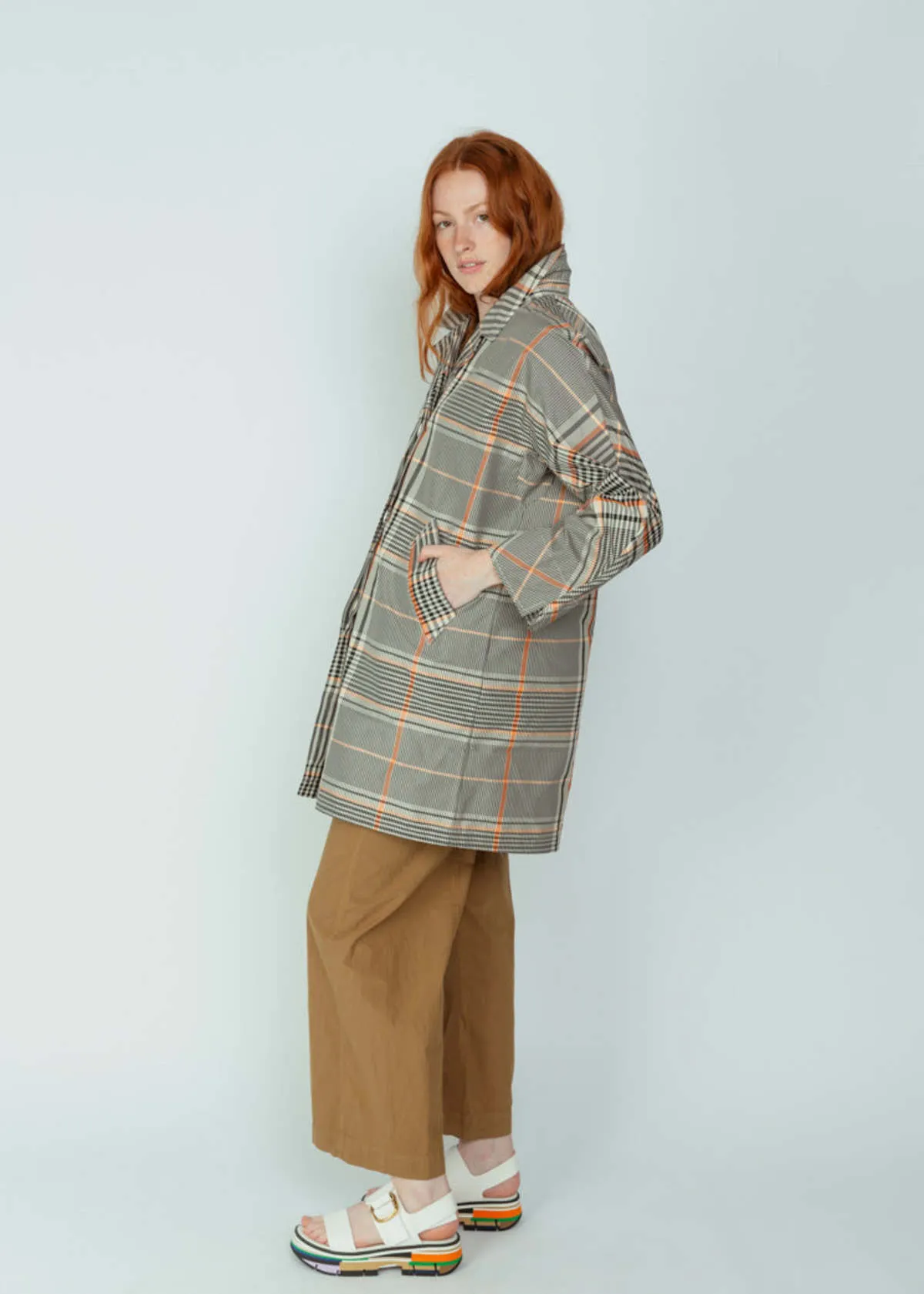 Memory Nylon Trench Coat - Plaid