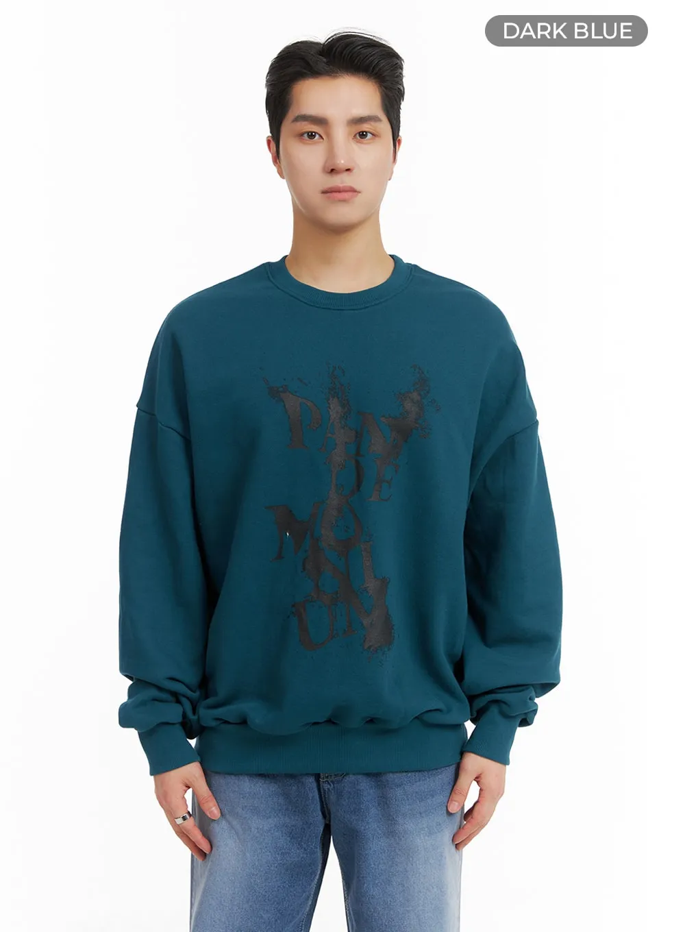 Men's Graphic Cotton Crew Neck Sweatshirt IA401