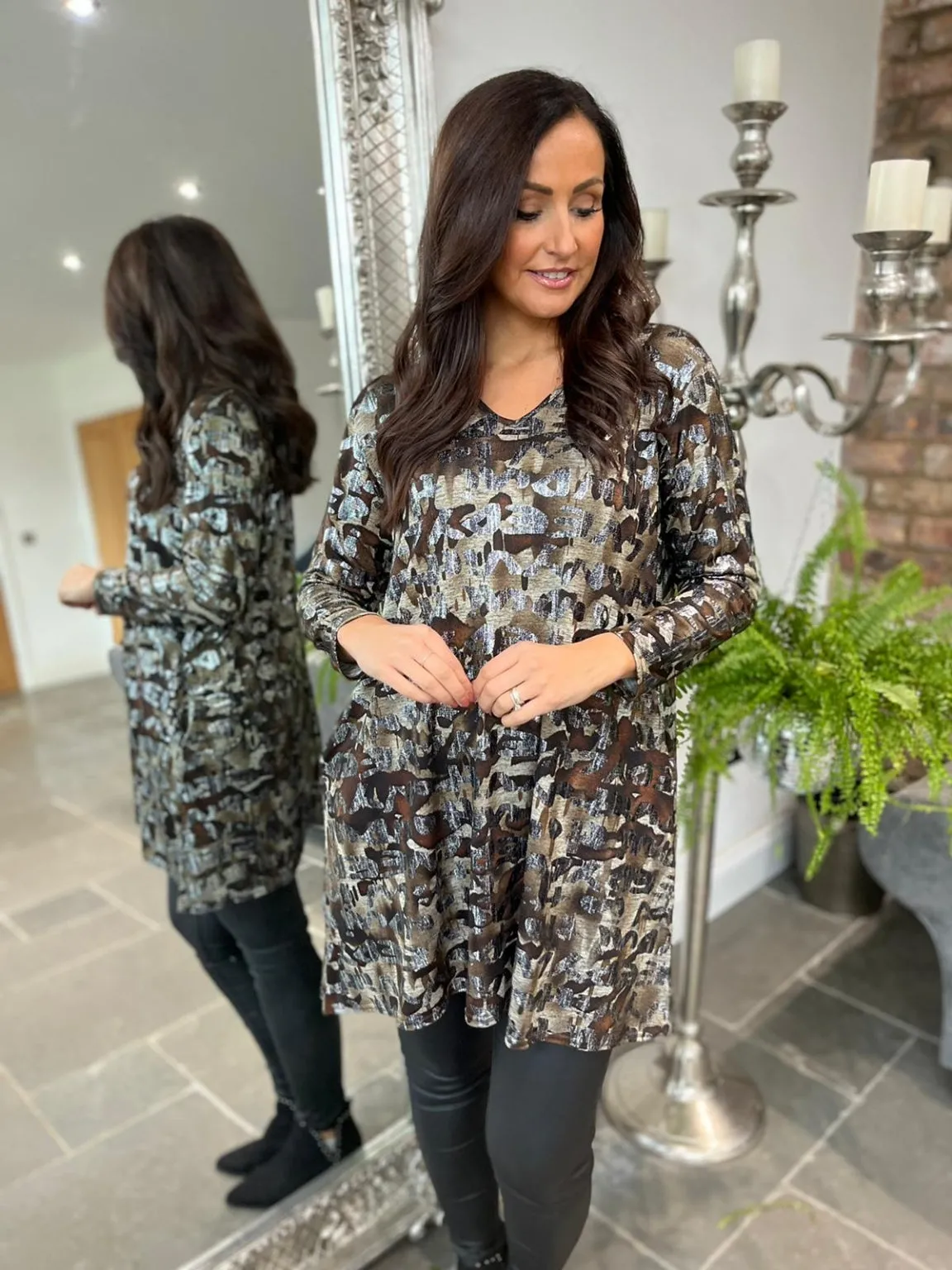 Metallic Camo Swing Dress Crystal