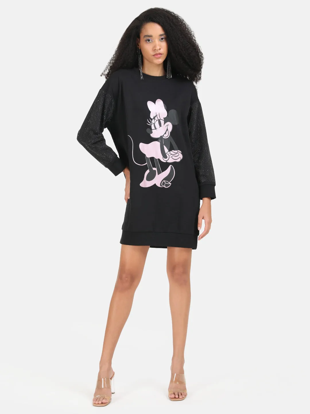 Minnie Mouse  Disney Printed Sweat Dress With Stick-Ons