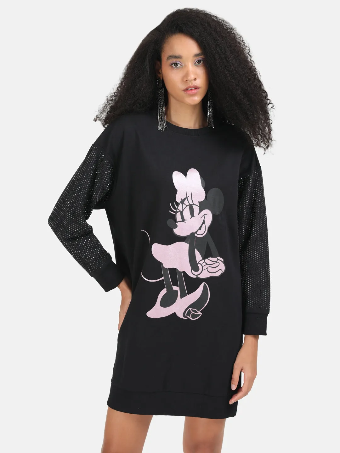 Minnie Mouse  Disney Printed Sweat Dress With Stick-Ons