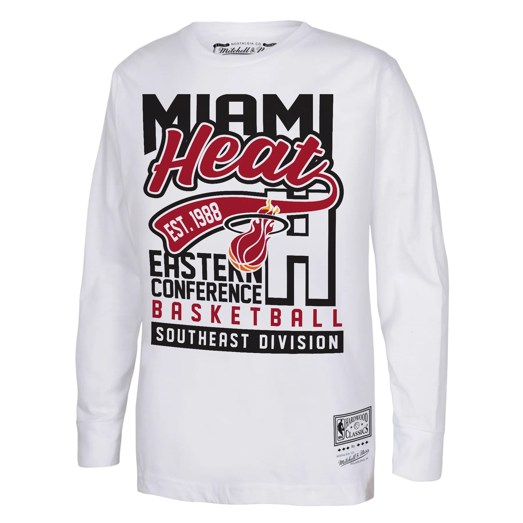 Mitchell & Ness Miami HEAT Tail Sweep Youth Long Sleeve Tee