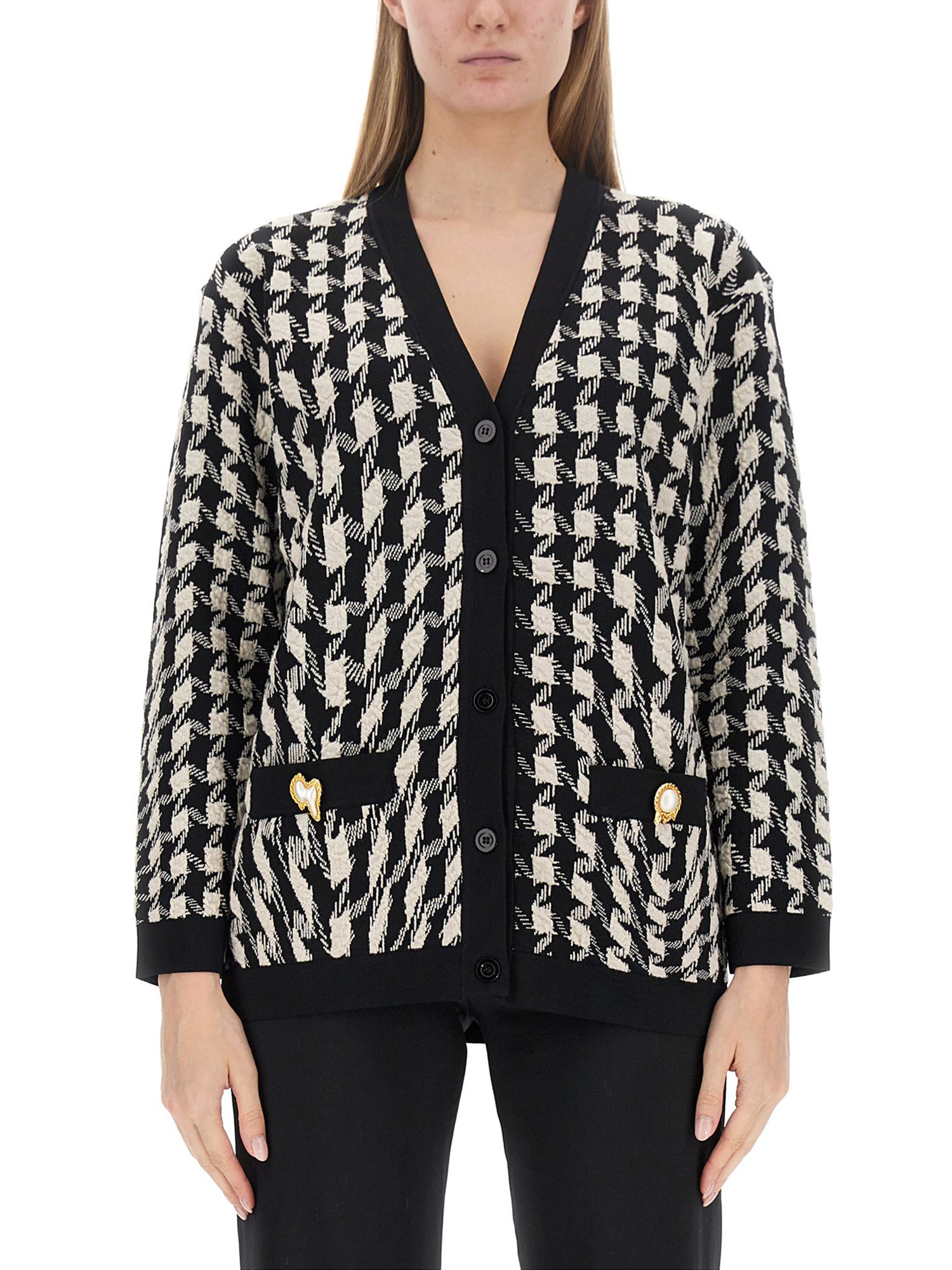 MOSCHINO    HOUNDSTOOTH CARDIGAN