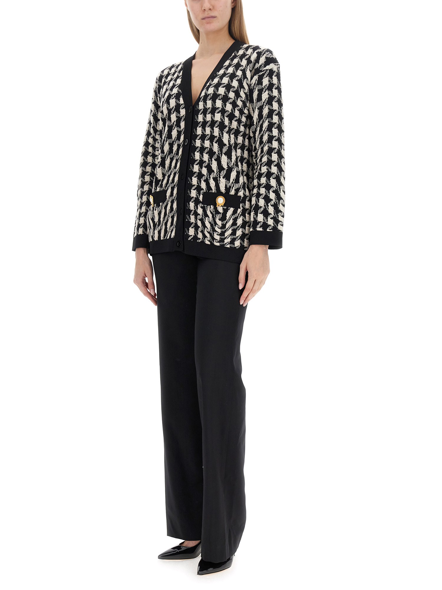 MOSCHINO    HOUNDSTOOTH CARDIGAN