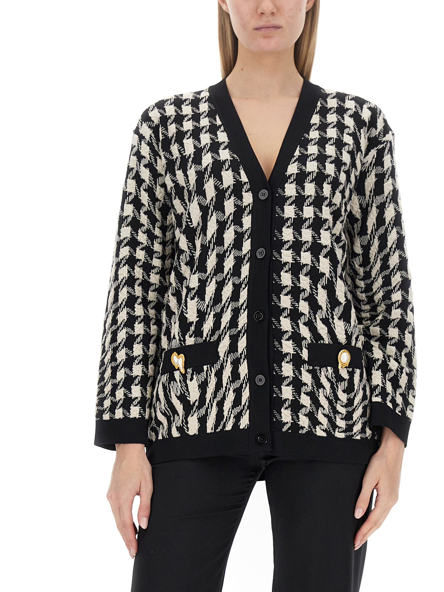 MOSCHINO    HOUNDSTOOTH CARDIGAN