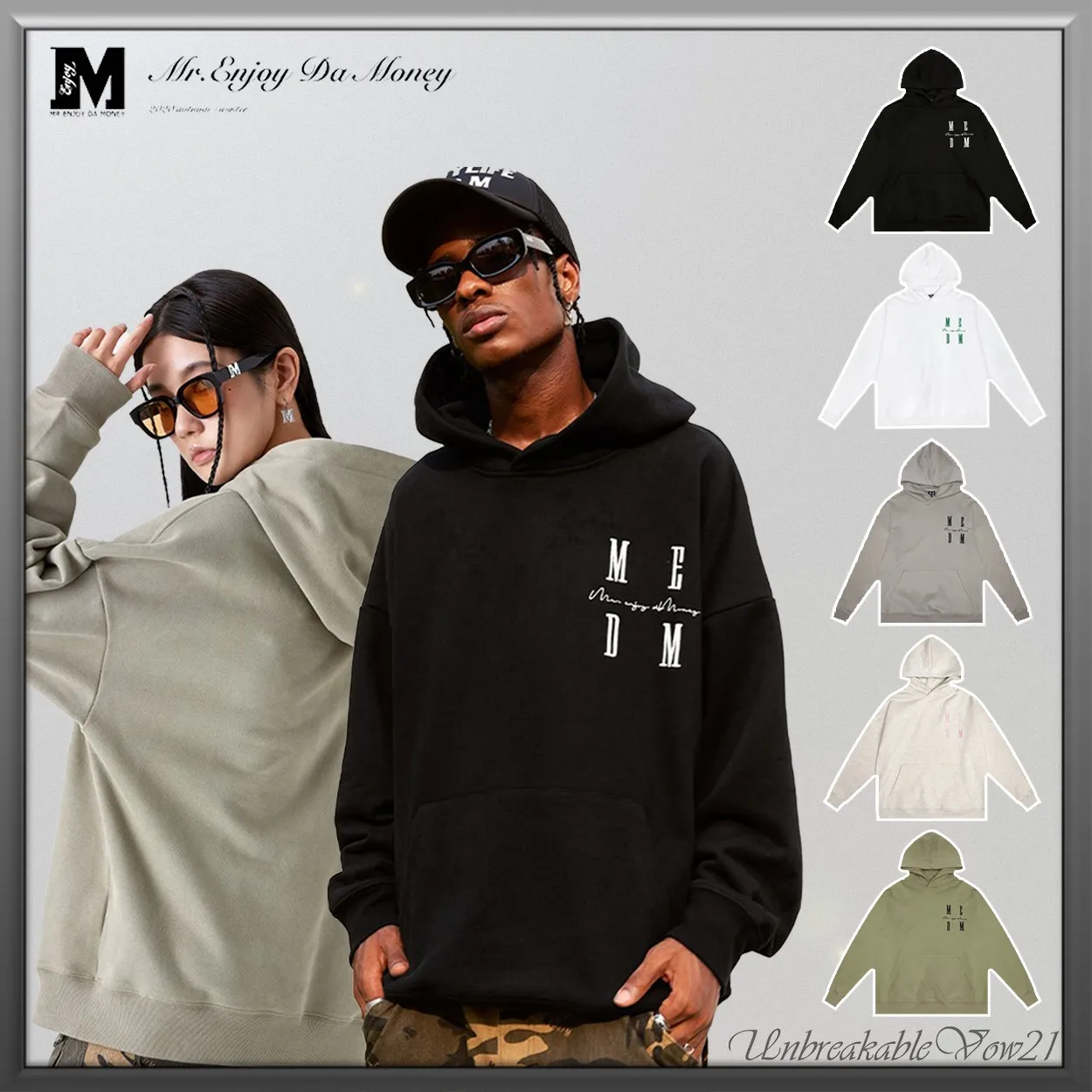 MR. ENJOY DA MONEY  |Unisex Street Style Long Sleeves Cotton Oversized Logo