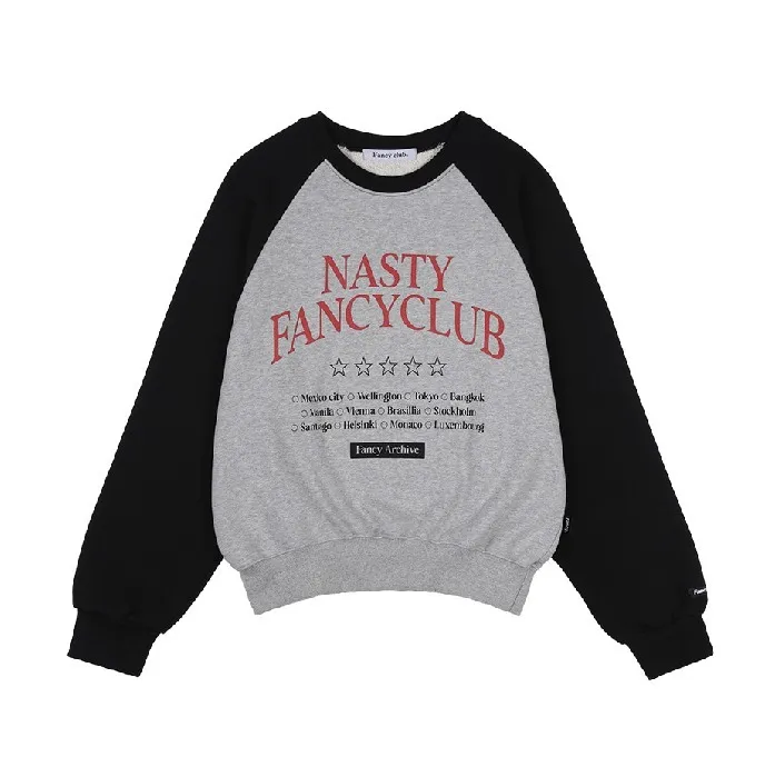 NASTY FANCY CLUB  |Crew Neck Street Style Long Sleeves Cotton Medium Logo