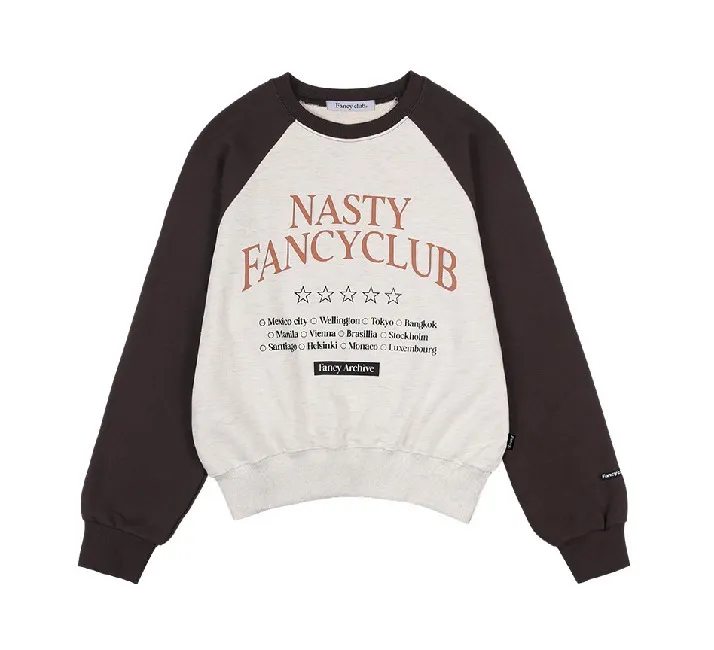 NASTY FANCY CLUB  |Crew Neck Street Style Long Sleeves Cotton Medium Logo