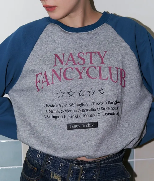 NASTY FANCY CLUB  |Crew Neck Street Style Long Sleeves Cotton Medium Logo