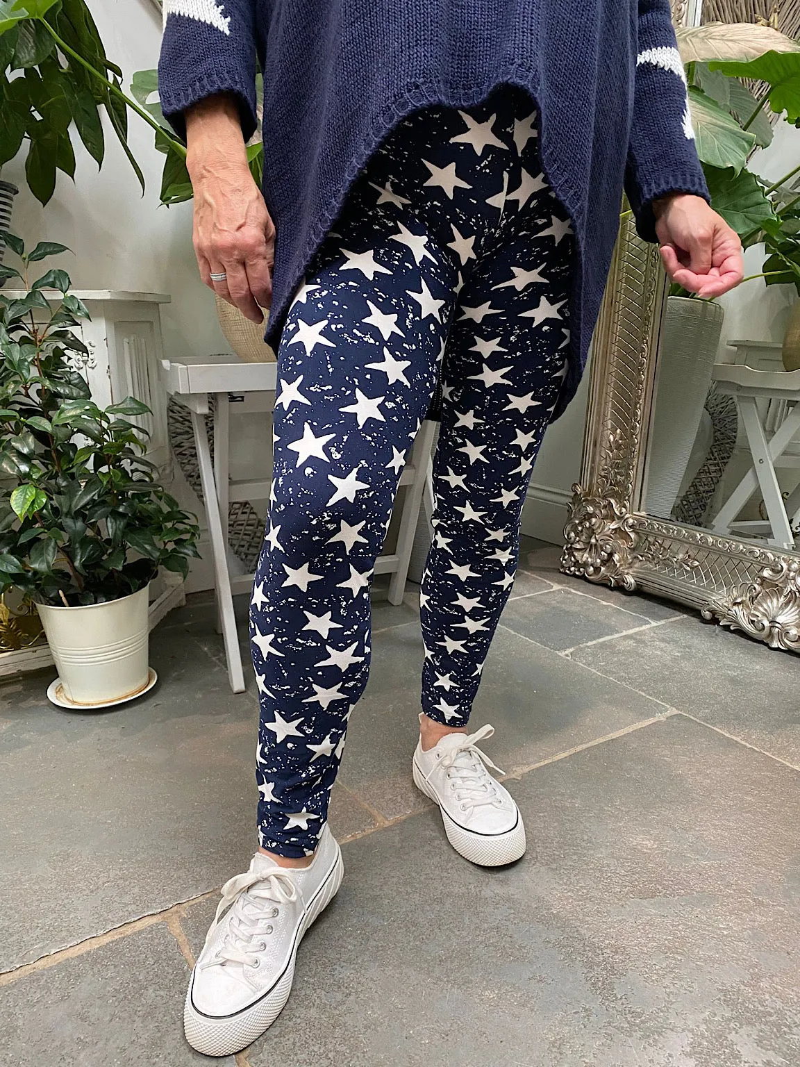 Navy Multi Star Print Leggings