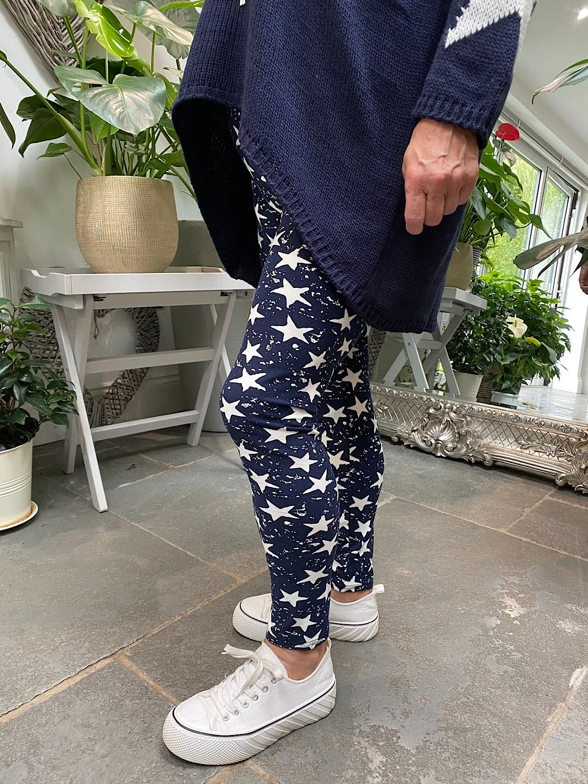 Navy Multi Star Print Leggings