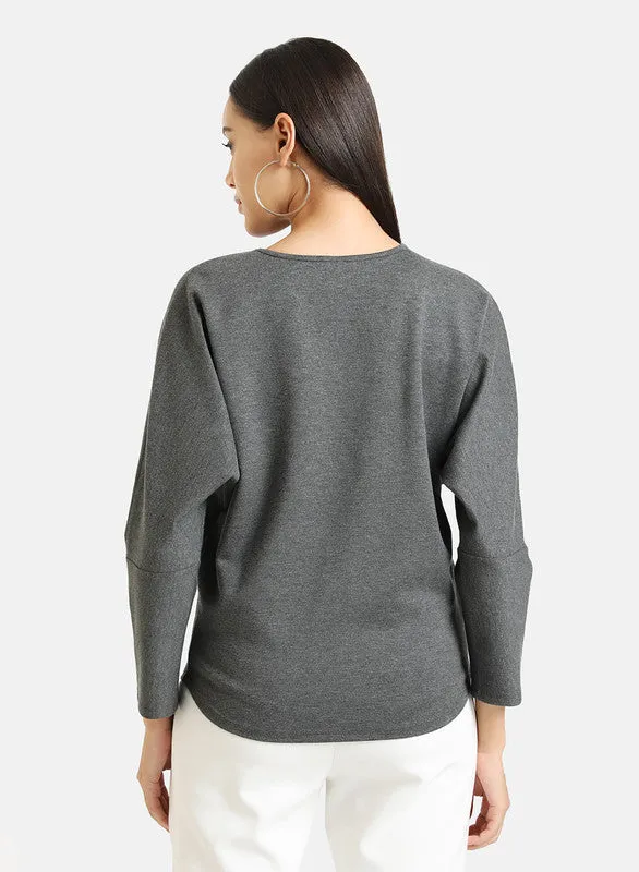 Neck Embellished Batwing Pullover