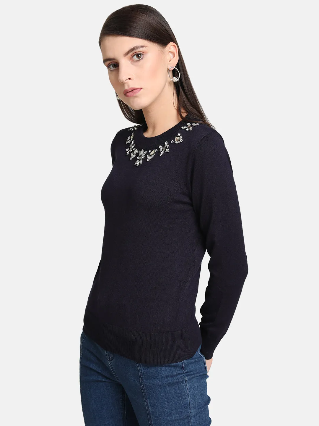 Neck Embellished Pullover