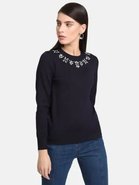 Neck Embellished Pullover