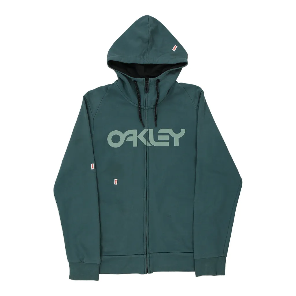 Oakley Spellout Hoodie - Small Blue Cotton Blend