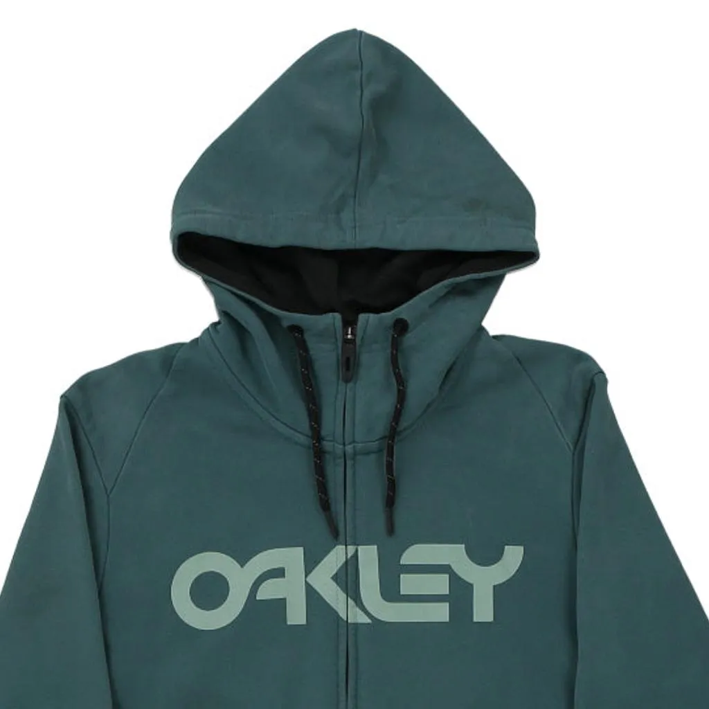 Oakley Spellout Hoodie - Small Blue Cotton Blend