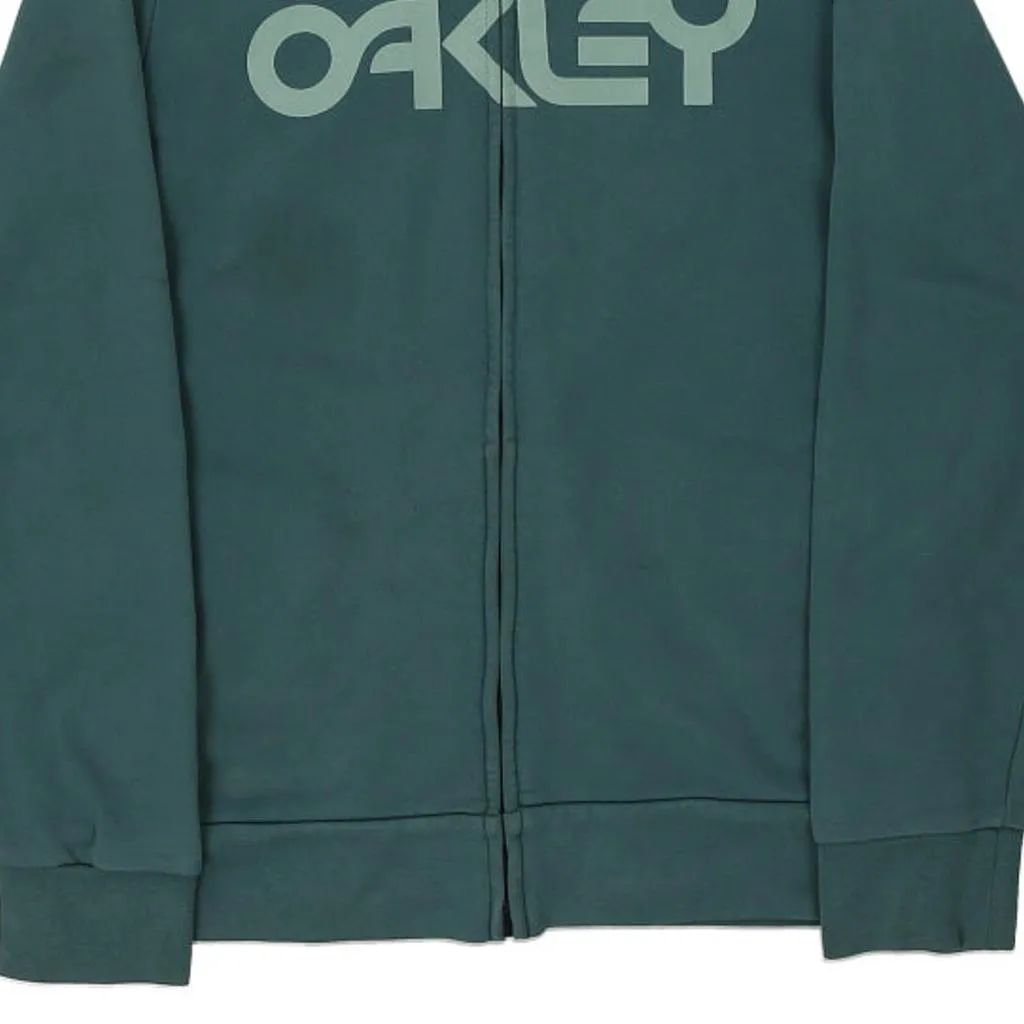 Oakley Spellout Hoodie - Small Blue Cotton Blend