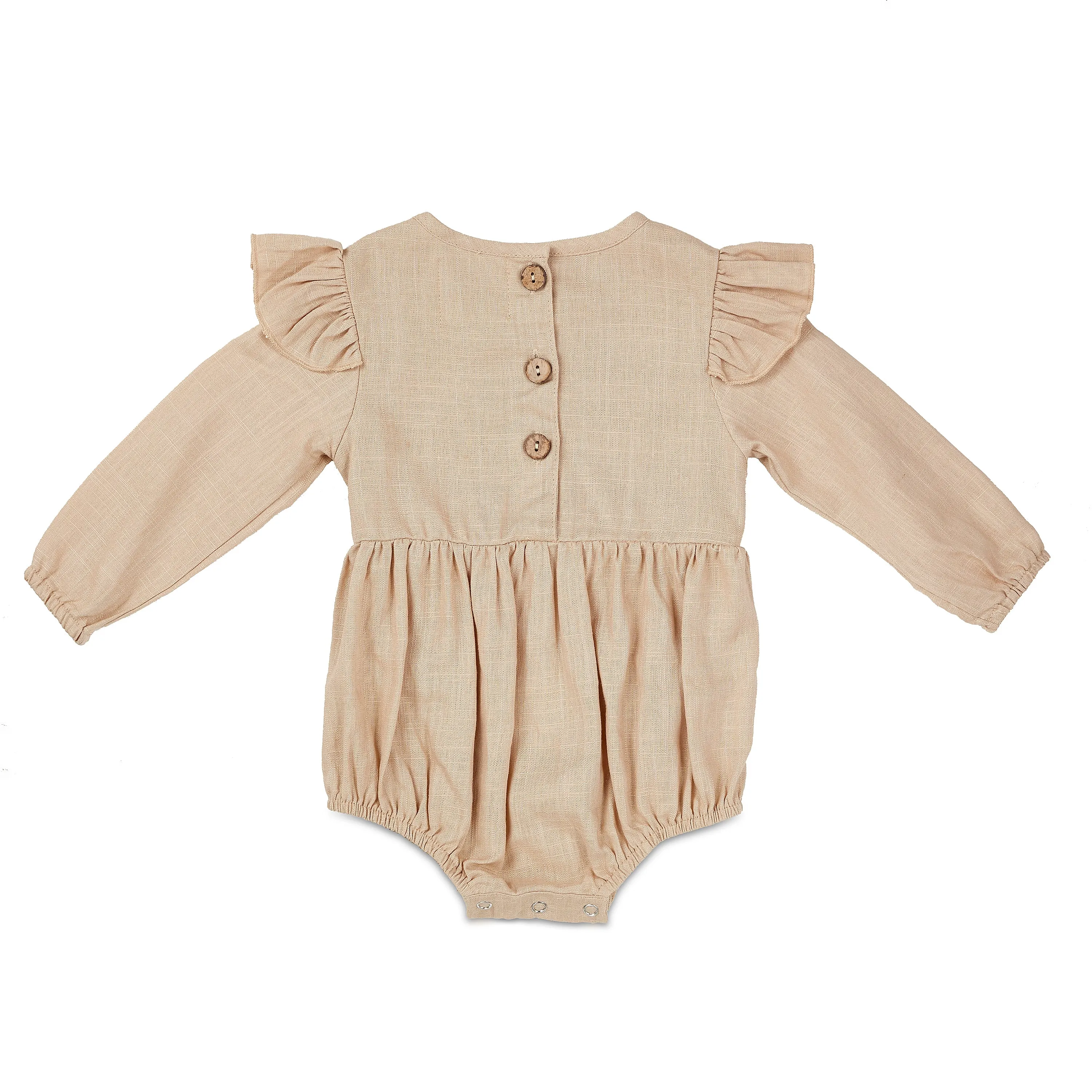 Oatmeal Linen Flutter Sleeve Romper