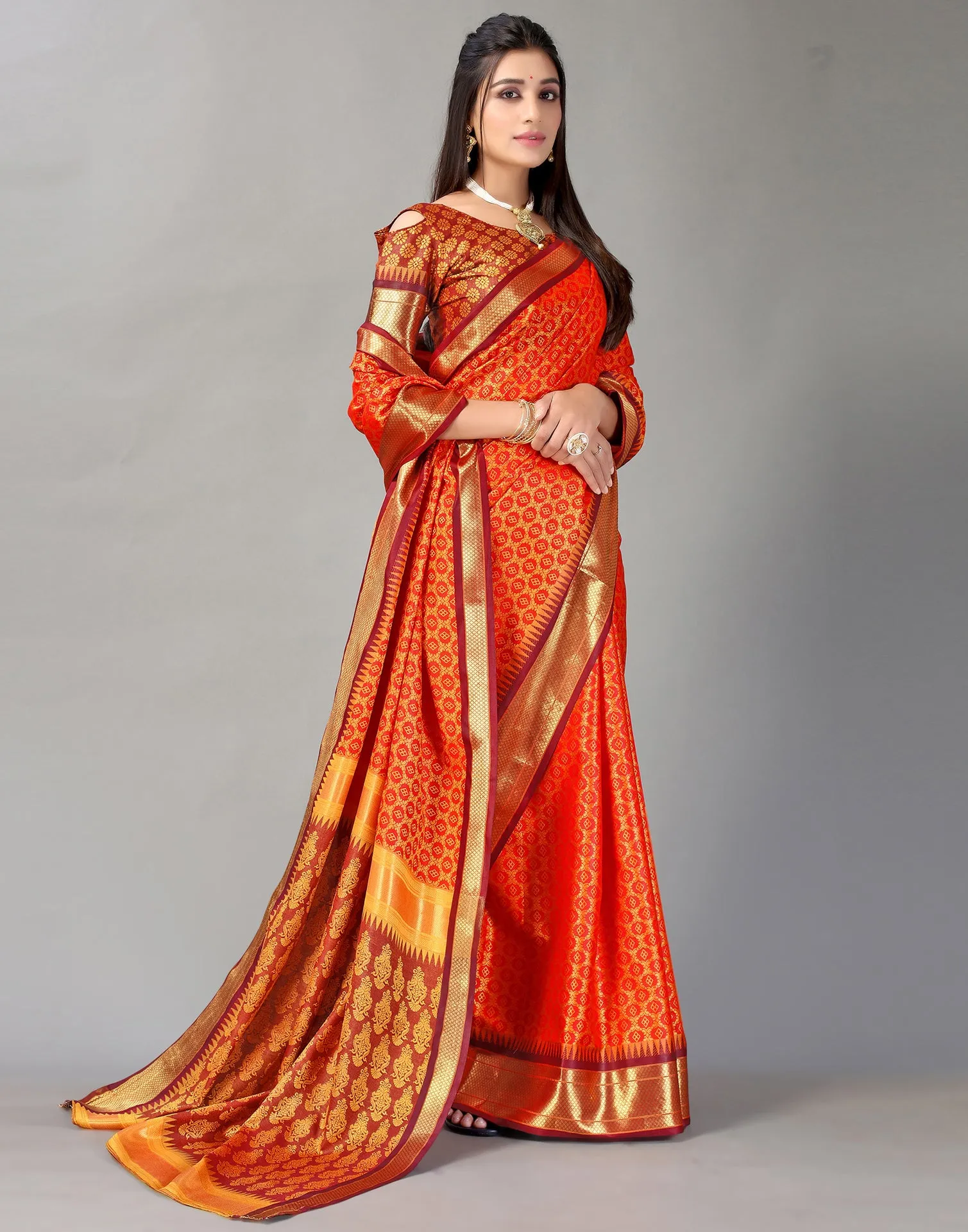 Orange Silk Saree